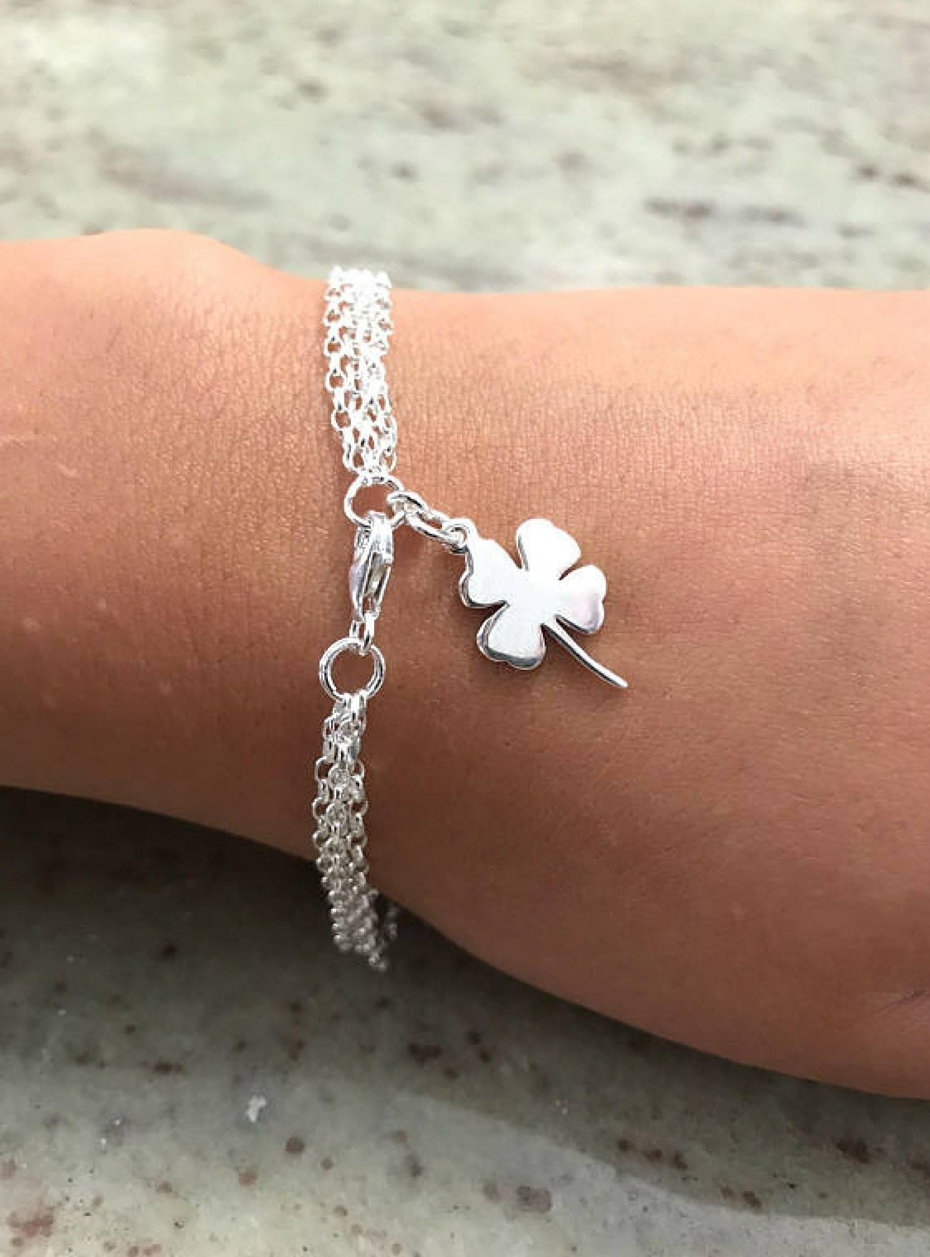 Kyperco 4 Leaf Clover(Faith, Hope, Love, Luck) Goodluck Charm-925 Fine Italian Sterling Silver Handmade Bracelet For Women