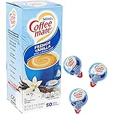 French Vanilla Liquid Coffee Creamer Singles, 50 Cream Singles Serve Box (18.7 Fl Oz.), Coffee Creamer Packets