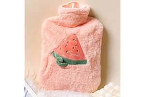 Hot Water Bottle 1L, Hot Water Bag Rubber with Soft Cover for Winter Warm, Menstrual Cramps, Pain Relief, Removable Hot Cold 