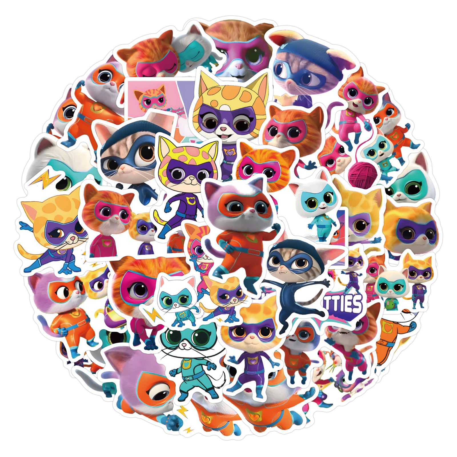50pcs Cartoon Supper Kitties Stickers for