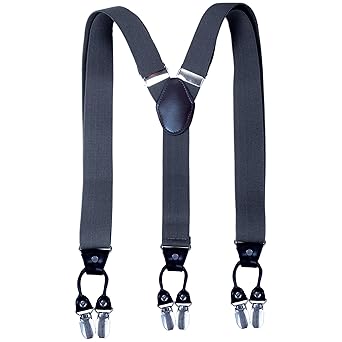 Kajeer Herren Hosenträger Breit 35mm - 6 Clips mit Leder in Y Form Hosenträger in verschiedenen Designs