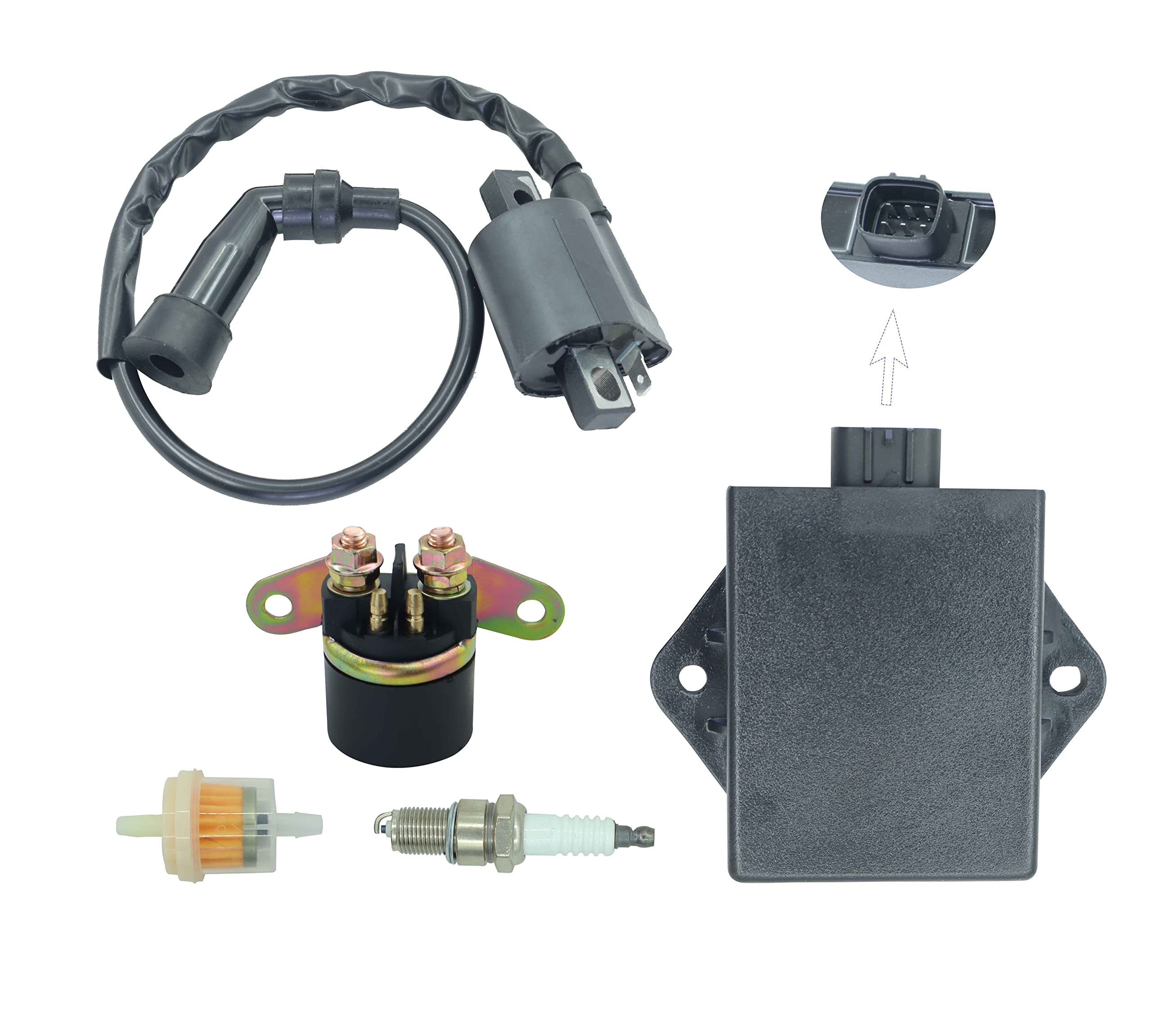 Photo 1 of CDI Box Ignition Coil Fit for Arctic Cat 300 2X4 4X4 1998-2005, for Arctic Cat 250 2X4 4X4 1999-2005 with Ignition coil,spark plug&Starter Solenoid Relay