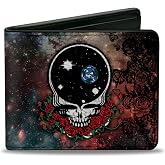 Buckle-Down Grateful Dead Wallet, Bifold, Space Your Face Skull Roses Galaxy, Vegan Leather