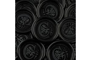 WADKOOTO 25pcs Black Wax Seal Stickers - Handmade Envelope Seals, Self-Adhesive Letter Wax Stickers for Wedding Party Invitations, Envelope, Gift Wrap, Christmas (Initial C, Black)