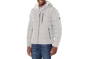 Tommy Hilfiger Mens Midweight Sherpa Lined Hooded Water Resistant Puffer JacketCoat