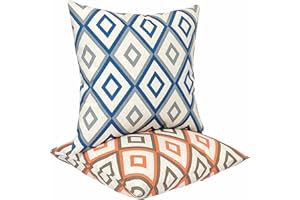 JMGBird 18×18 Inch Outdoor Lumbar Pillows Pack of 2 Colors Waterproof Throw Pillows with Insert Rectangular Decorative Garden Cushion for Home Furniture Patio Coach Sofa