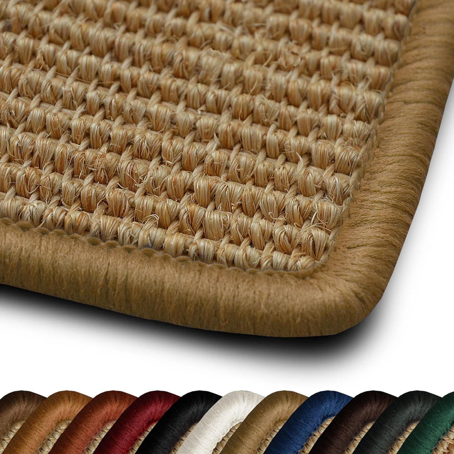 casa pura Natural Sisal Rug with Beige Border 100 x 150 cm Anti