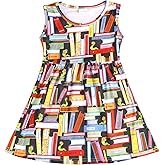 Heippwy Toddler Girl Back to School Dress Ruler Pencil Print Ruffle Bottom Casual Dress Summer Outfits 3-8Y