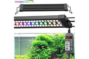 AHJ 24/7 Full Spectrum LED Aquarium Light Planted for Grow, Fish Tank Light Dimmable Sunrise Daylight Moonlight Timer Auto On Off, HD Brightness 8 Color RGB Mode Lights, 18-24 inch 18W