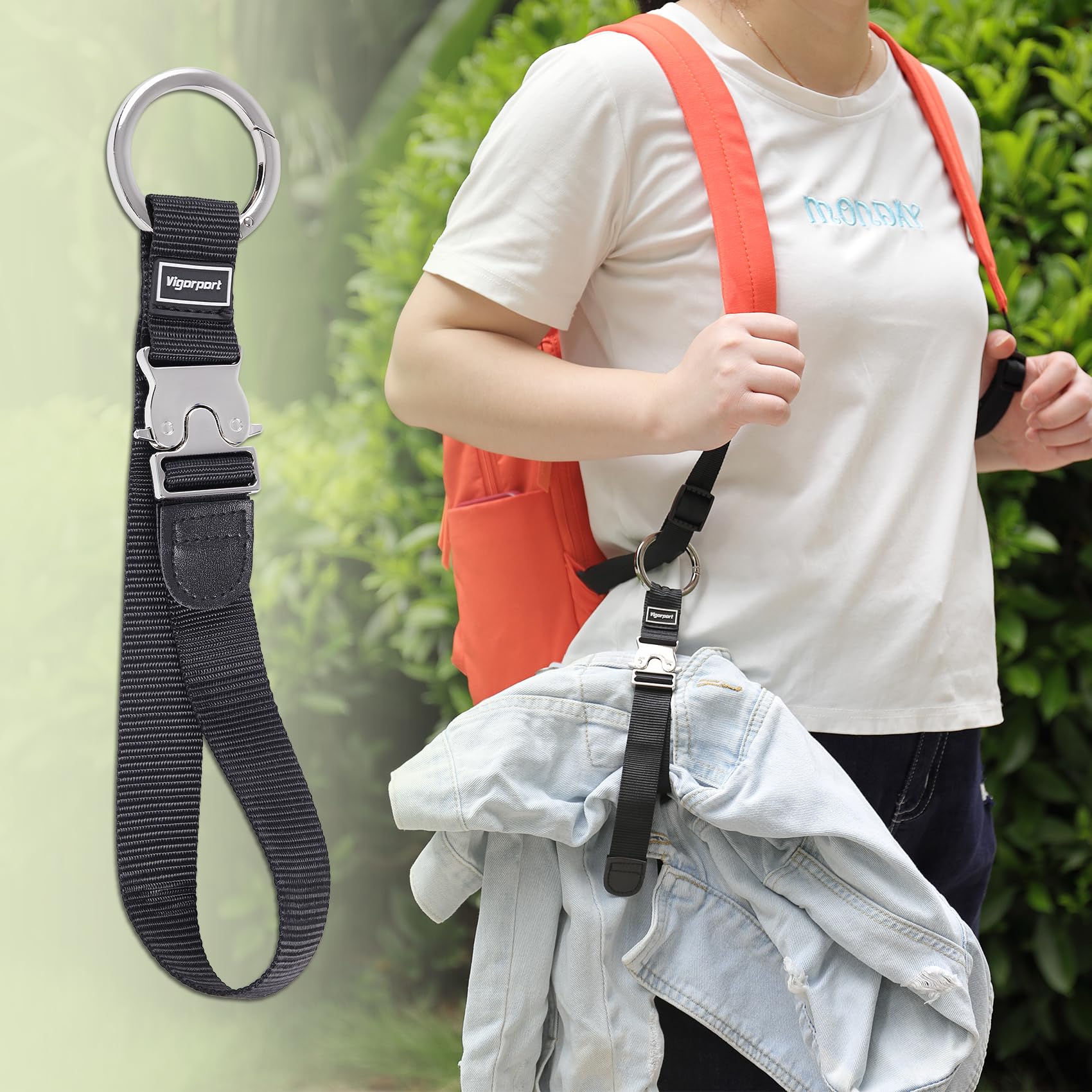 Vigorport Vigorport Add A Bag Luggage Straps, Jacket Gripper Strap for Travel Backpack, Baggage Suitcase Belt Travel Accessories with Metal Buckle for Carry on Bag (1, Normal Black)