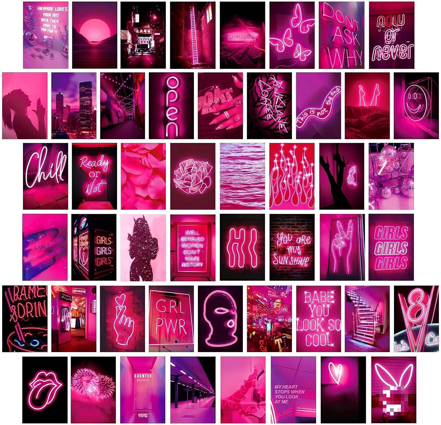 Posters & Prints - LCLAIDYDY 50 PCS Wall Collage Kit Aesthetic Pictures, Pink Neon Room Decor Posters for Room Aesthetic, Dorm Photo Wall Decor for Teen Girls, VSCO Girl Bedroom Decor (4x6 Inch)