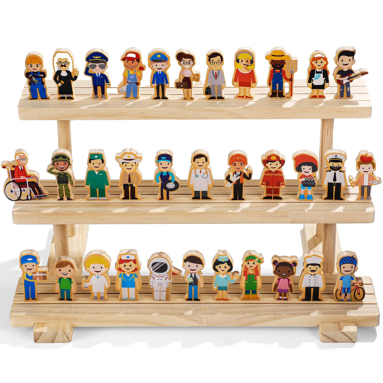 Photo 1 of Kathfly 36 Pcs Wooden Community Helpers Community Wooden Toy Preschool Little Professionals Block Character Set Multicultural Career Figurines Creative Play Social Emotional Learning Wood People Toy