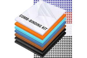 MOTIPUNS 160 Pack Binding Covers and Combs kit 8.5x11 Inches Include 60 Pcs 12 mil Leather Texture Binding Cover 60 Pcs 8 mil Clear PET Presentation Covers 40 Pcs Binding Combs Letter Size(Vivid Color)