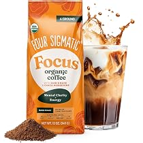 Four Sigmatic Organic Focus Mushroom Ground Coffee | Dark Roast, Organic Coffee with Lion's Mane & Chaga Mushroom for Mental