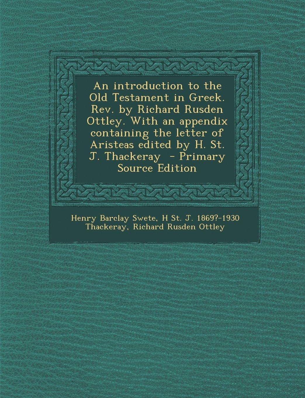 An Introduction To The Old Testament In Greek Rev By - 