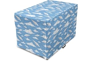 Lunarable Sky Dog Crate Cover, Azure Colors Cloud Airplanes Paper Planes Transportation Illustration, Easy to Use Pet Kennel Cover for Small Dogs Puppies Kittens, 18 Inch, Pale Azure Blue White