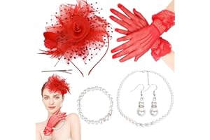 LIUUN Fascinators Hats for Women Tea Party, Tea Hat Tea Party Accessories Headband Gloves Set for Wedding Party Cocktail Derby