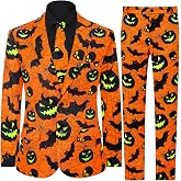 Fashonal Men's 3-Piece Halloween Suits, Two Button Jacket & Pants & Tie
