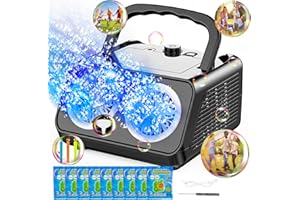 BTTYU Bubble Machine, Automatic Bubble Machine for Kids 20000+ Bubbles Per Minutes, Portable Bubble Machine Battery Operated with 2 Fans, Bubble Makers for Outdoor & Indoor Wedding Birthd ay Parties