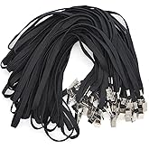 Bird Fiy 50 Pcs Cotton Lanyards Bulldog Clip 32-inch Flat Braid Neck Lanyard for Id Cards/Badges