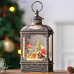 Christmas Snow Globe Lantern Water Glittering Santa