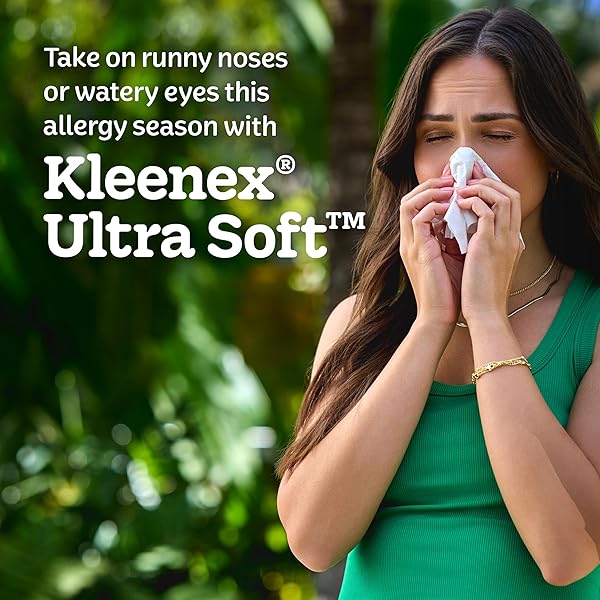 KLEENEX ULTRA SOFT FACIAL TISSUES, 8 FLAT BOXES, 180 TISSUES PER BOX, 3-PLY, PACKAGING MAY VARY