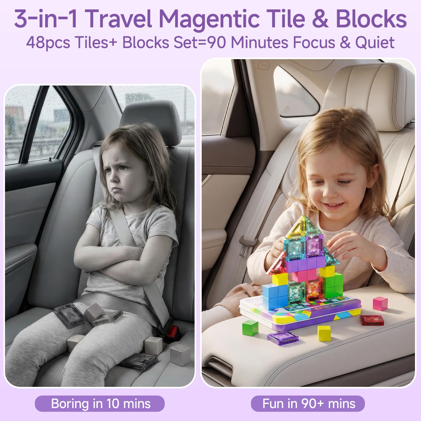 Magnetische Bausteine Reiseset: 48-Teile Magnetspielzeug mit Metallbox 2