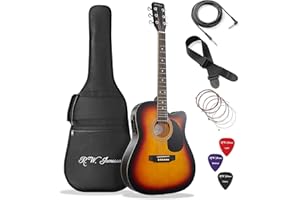 Jameson Guitars Full Size Thinline Acoustic Electric Guitar with Free Gig Bag Case & Picks Sunburst Right Handed