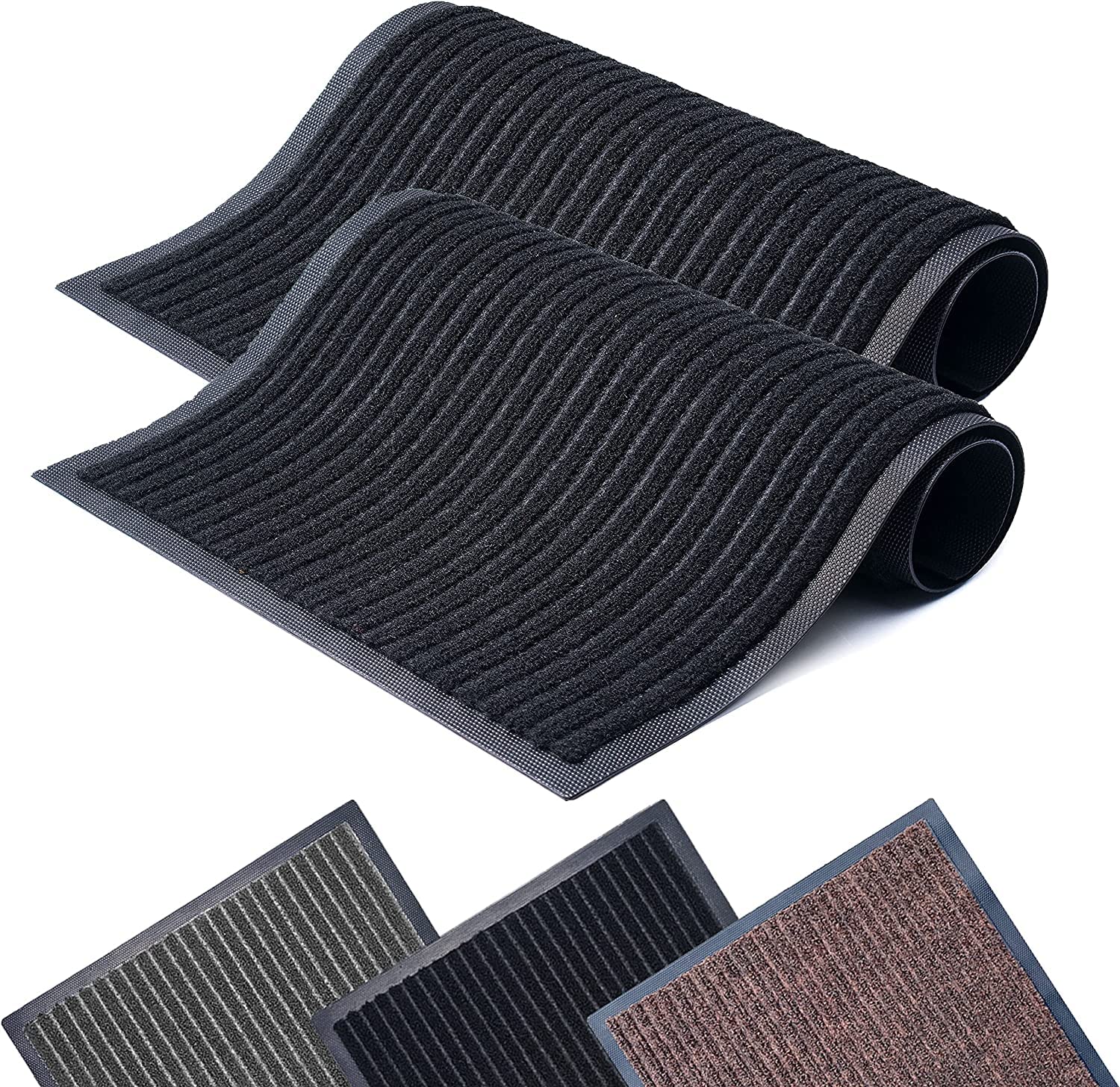 Milosc Doormat - Dirt Trapper Door Mat for Indoor & Outdoor - Anti Slip Heavy Duty Waterproof Rubber Doormats - Washable Rug Mat & Front Door Carpet for Home Kitchen & Office (Black, 40 x 60 cm)