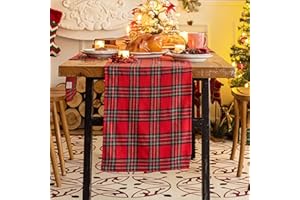 AQOTHES Red Green Plaid Christmas Table Runner, Winter Holiday Table Runners 72 inches Long, Xmas Decorations Indoor Outdoor Farmhouse Home Kitchen Dining Party Decor