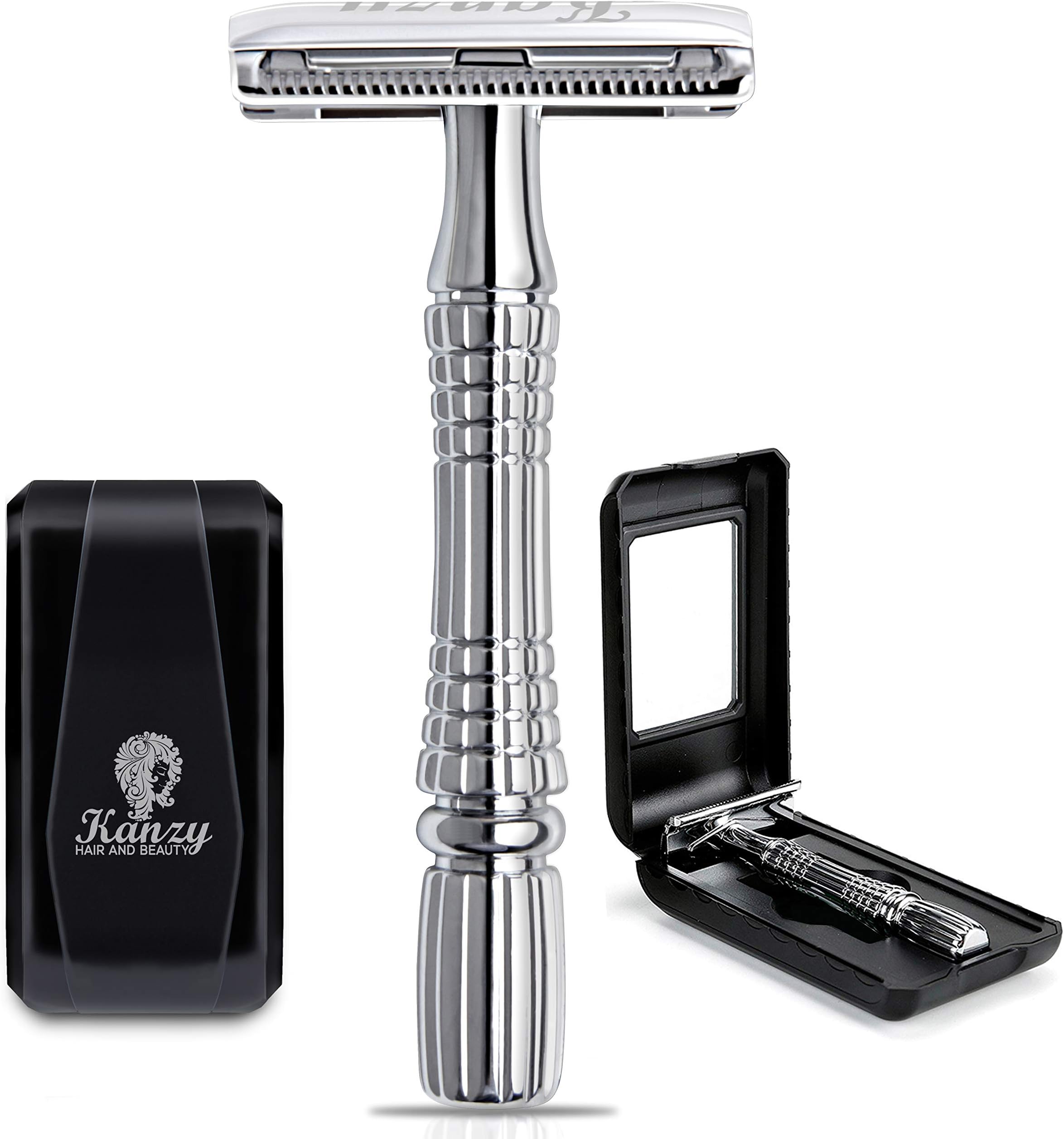 Kanzy Safety Razor for Men & Women Double Edge Single Blade Metal Reusable Razor High Quality Shaving Kit, Classic Traditional Manual Razor for Perfect Shave