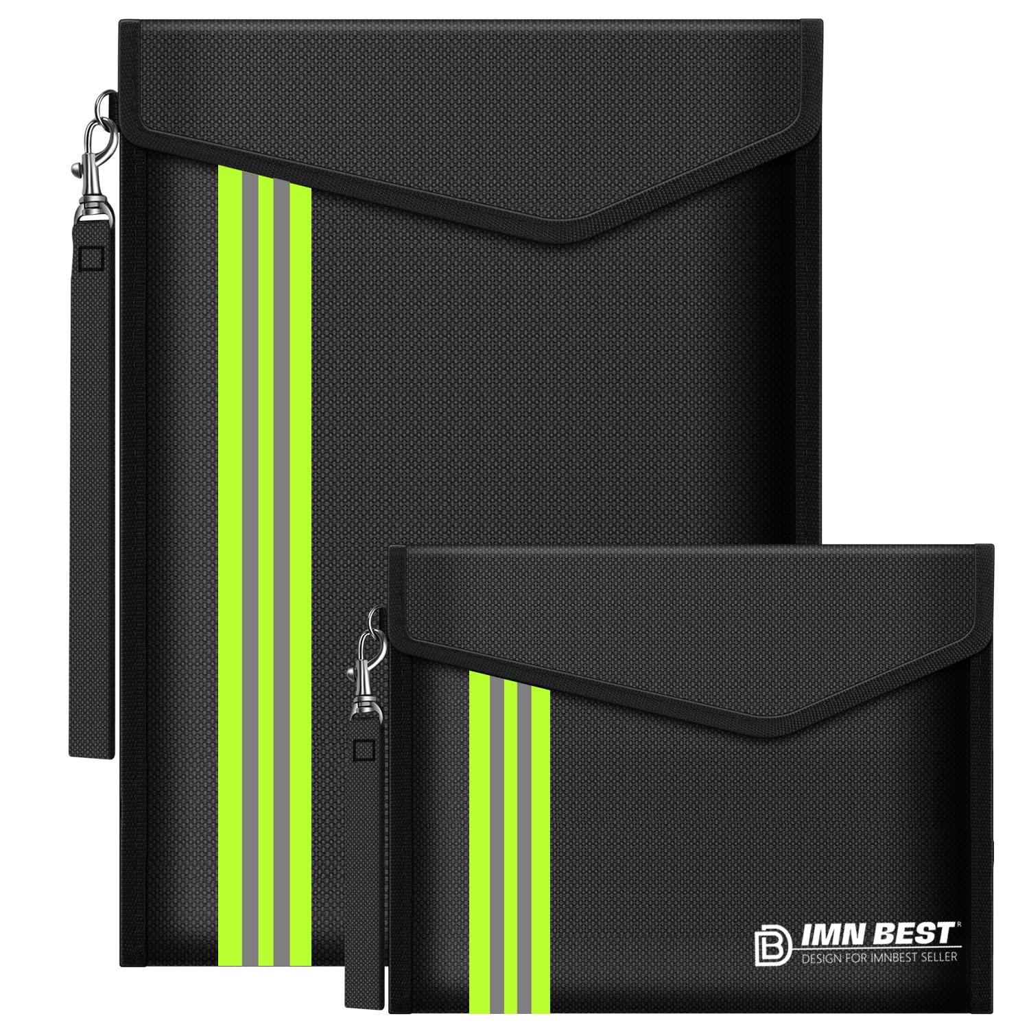 ImnBest 2 pcs Fireproof Document Bag Set, Non-Itchy Silicone Coated Fire Resistant Bag, Safe Storage for Money, Documents, Jewelry and Passport