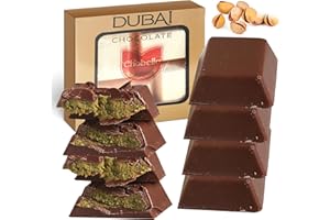 Chobella Dubai Chocolate Bar Pistachio, 4 Pieces Boxed Milk Premium Pistachio Dubai Chocolate with Shredded Phyllo Dough, Viral Knafeh Chocolate Candy Bar with Pistachio Cream and Kataifi Filling 4 x 20g (Total 80g / 2.82 oz), Gift Box
