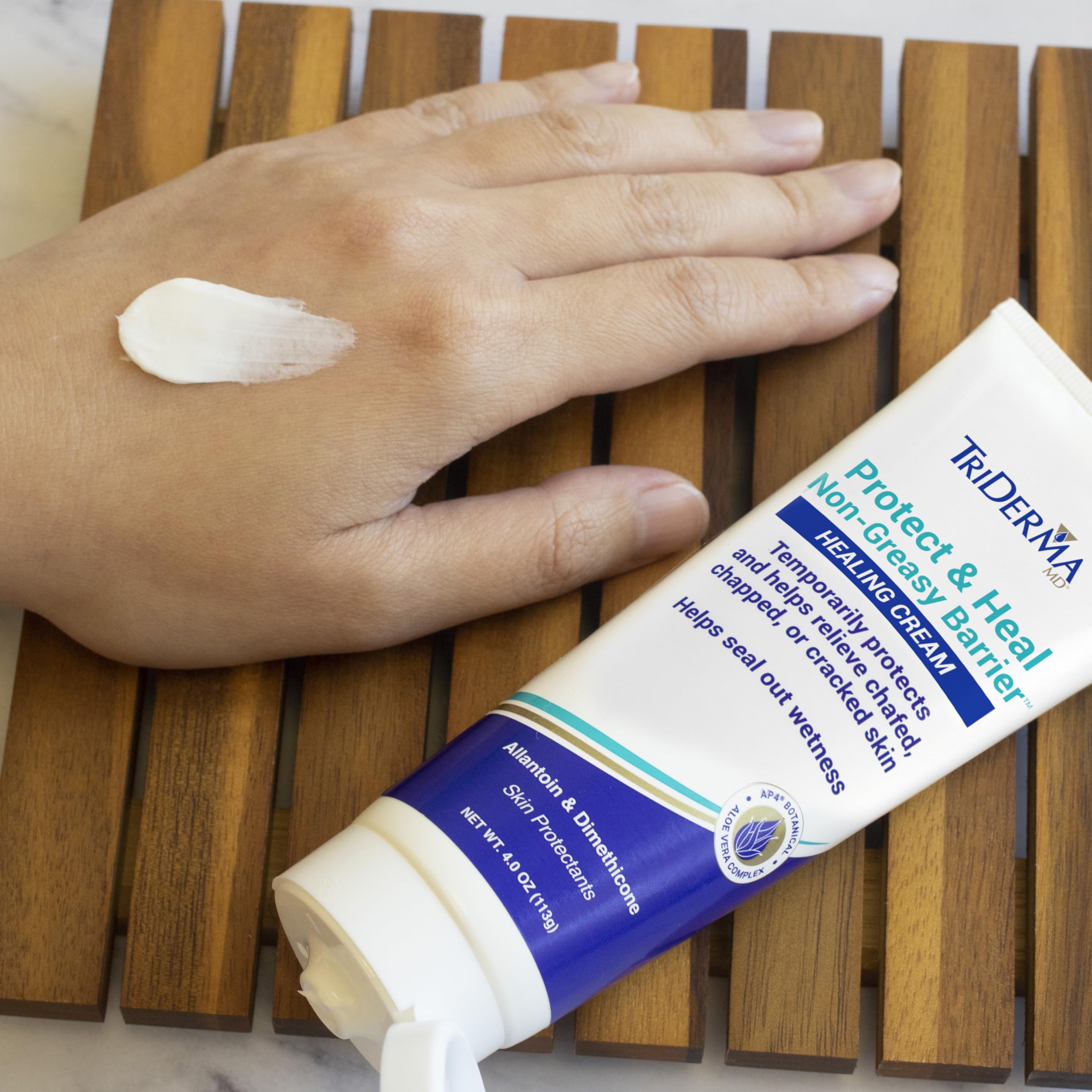 TriDerma Protect & Heal Non-Greasy Moisture Barrier Skin Protectant Incontinence Cream for Adult Diaper Rash, Chafing, Redness, Sensitive Skin with Dimethicone, Aloe Vera, FSA Eligible 4 oz