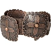 Angel Ranch Women’s Floral Embossed Leather Belt with Western Square Conchos and Removable Buckle