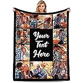 Custom Blanket with Picture, Personalized Photo Blanket, Customized Picture Blankets Gifts for Boyfriend Girlfriend, Personalized Mens Womens Gifts for Christmas Valentines Day Anniversary Birthday