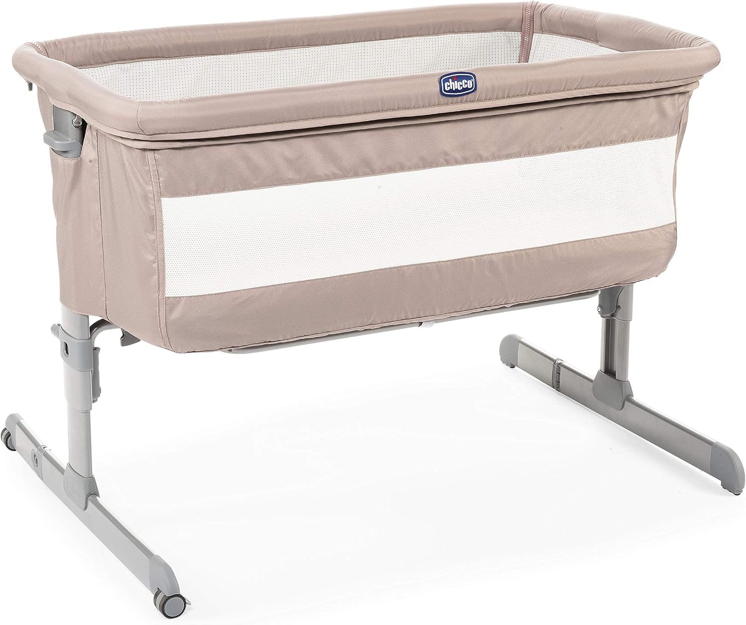 Chicco Next2Me Baby Co-Sleeping Cot with Mattress, Side Opening, Height Adjustable, Mesh Panels, Wheels and Travel Bag 0-6 Months - Image 5