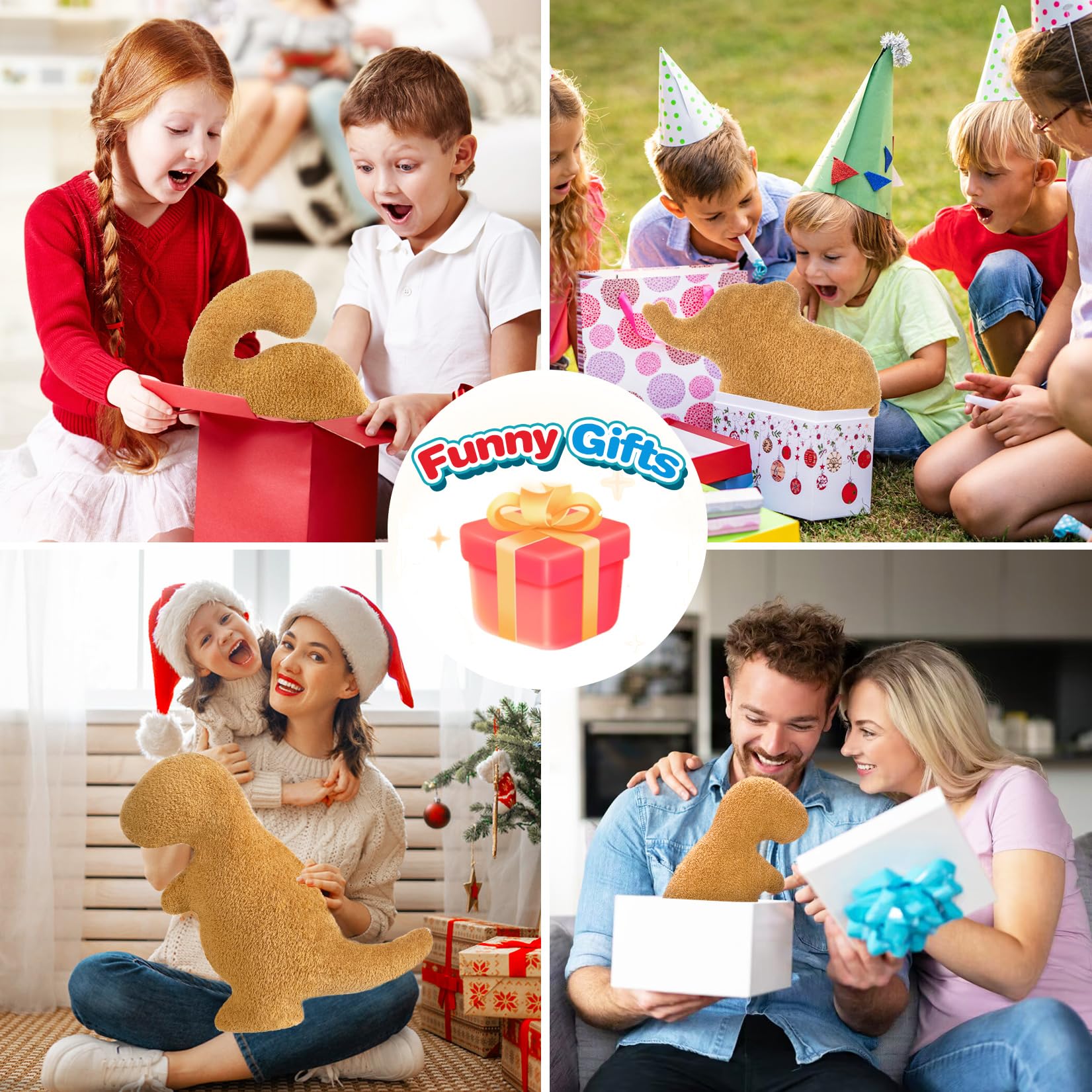 Aiideals Dino Nugget Pillow for Birthday Gifts, Chicken Dino Nuggets Plush Pillow Funny Gifts for Boys Girls, Funny Stuffed Animal Dino Pillow Cute Dinosaur Plush for Kids and Teens(Small, Tyran Rex)