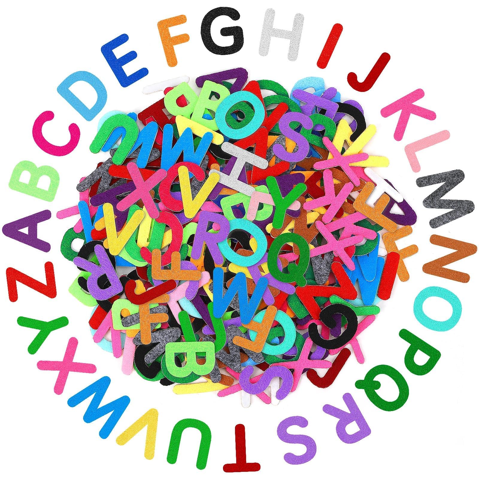 Photo 1 of SEPGLITTER 300pcs Felt Letters Stickers, Self-Adhesive A-Z Alphabet Letters Felt Stickers for Kids DIY Preschool Classroom Craft First Communion Birthday Party Decorations