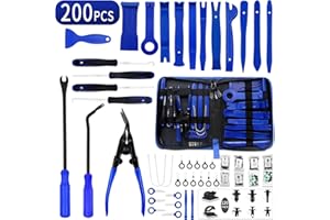 Wetado Trim Removal Tool Kit, 200PCS AutoTrim Removal Set, Plastic Panel Fastener Removal Tool, Car Trim Removal Kit for Car/Trim/Panel/Door/Audio/Auto Clip Pliers/Terminal Removal Tool Kit (Blue)