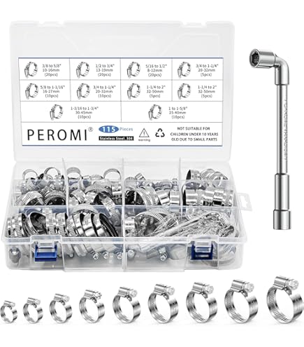 Hose Clamp Set, Glarks 40 Piece, 304 Stainless Steel Adjustable 8-38 Mm Assortment Worm Gear Hose Clamps, Fuel Line Clamp For Water Main, Sanitary
