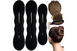 Lekgavd 3 PCS Hair Bun Maker, 2 Sizes Sponge Hair Updo Shaper for Women, Classic Lazy Hair Curler Clip Ties, Hair Styling Accessories for Long, Curly, Straight Hair - Black