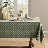 MIULEE Olive Green Linen Table Cloth Rectangle Tablecloth Waterproof Spring Spillproof Cross-Star Textured Table Cloth, Decorative Rustic Farmhouse Style for Dining/Party/Buffet/Wedding,60x84 Inch