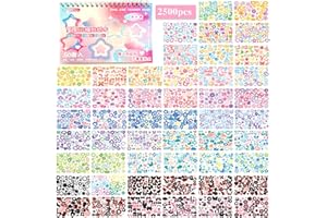 ZJWZSLI 2500PCS Scrapbook Stickers 50 Sheets Kpop Photocard Stickers Book Glitter Self Adhesive Deco Stickers Butterfly Stars Heart Ribbons Deco Stickers Book for Kids Girls Boys Aesthetic Craft Decorate