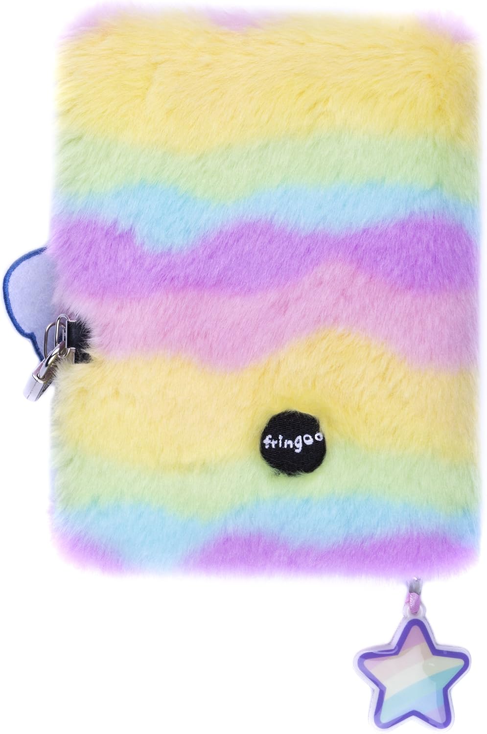 FRINGOO® Girls Boys Plush A5 Notebook Diary 3D with Padlock and Bookmark Cute Unicorn Animal Designs 80 Pages (Unicorn Rainbow) - Image 3