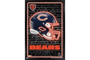Trends International NFL Chicago Bears - Neon Helmet 23 Wall Poster, 22.37" x 34.00", Black Framed Version