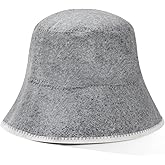 Nicalas Sauna Hat, Natural Wool Sauna Hat for Men and Women,Wool Sauna Bucket Hat,Grey