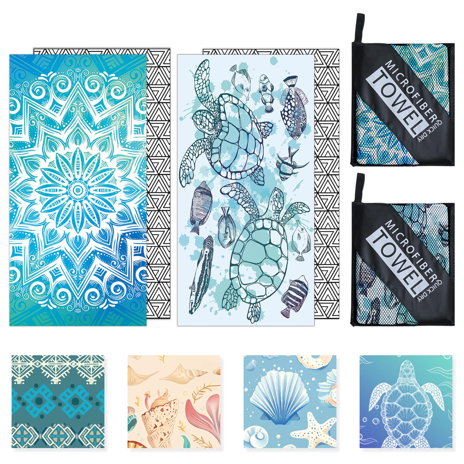Startseite Microfibre Beach Towels for Adults - 2 Pack 180x100cm Lightweight Beach Towel Extra Large, Sand Free & Quick Dry Beach Towel Extra Large for Travel, Swim, Sports(Flower and Turtle)