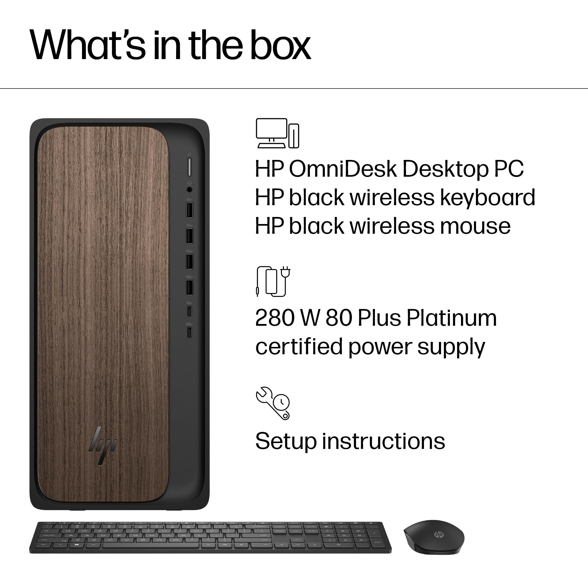 HP OmniDesk Desktop PC, Intel Core Ultra 7 265, 32 GB RAM, 2 TB SSD, Intel Graphics, Windows 11 Home, Microsoft Copilot, Dark Wood, M03-0060 (2025)