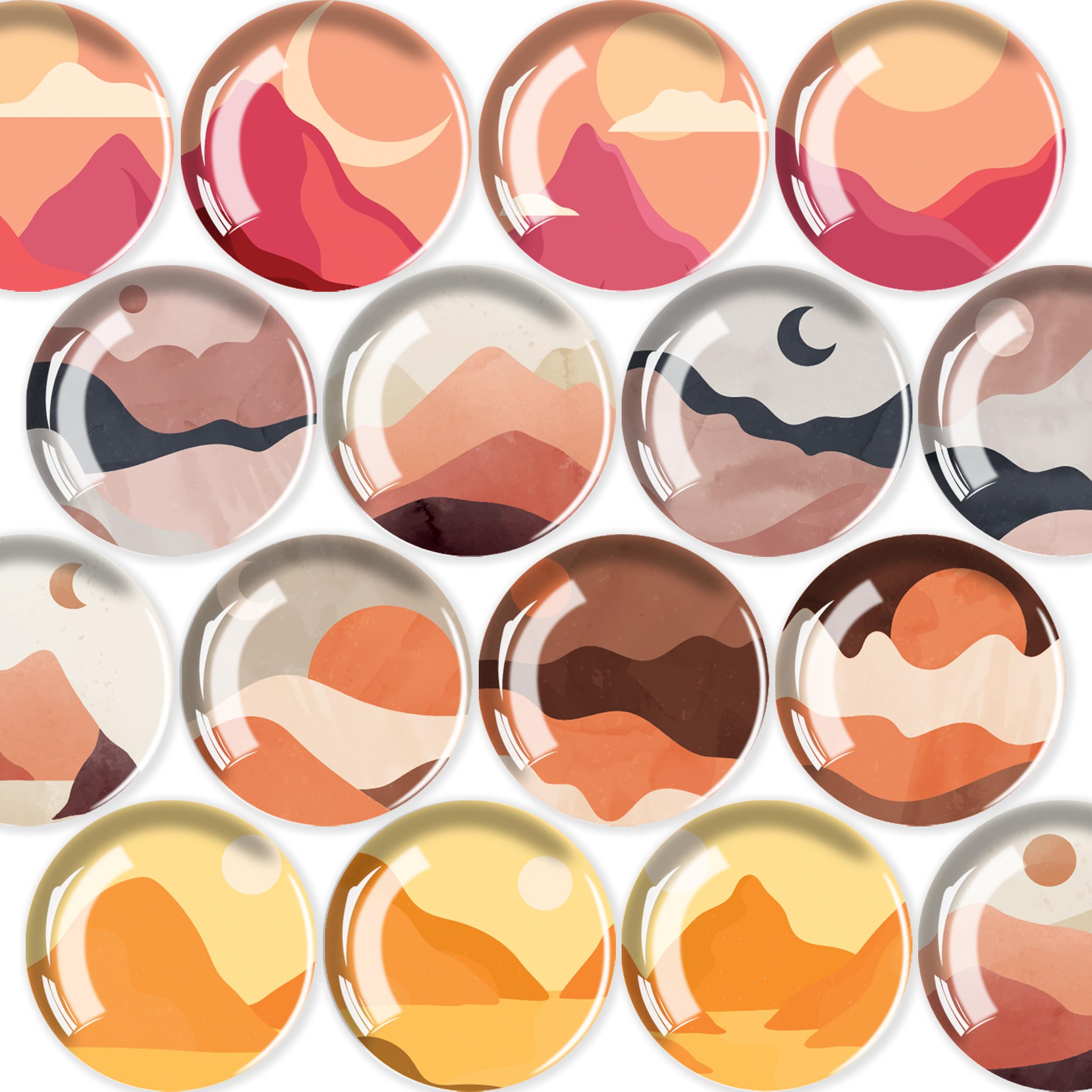 JJ PRIME - 16 Pcs Fridge Magnets | Round Fridge Magnet | Mini Fridge Accessories | Craft Magnets | Small Magnets for Whiteboard, Office. Kitchen and School (Abstract Landscape)